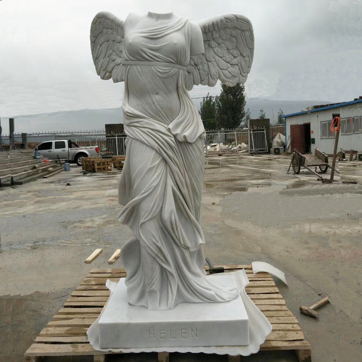 goddess statue in stone